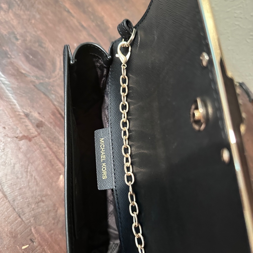 Michael Kors Black Clutch with Gold Accent - Picture 4 of 4